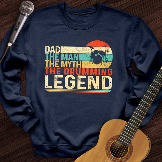 Printify Sweatshirt Navy / S Drummer Legend Dad Crewneck