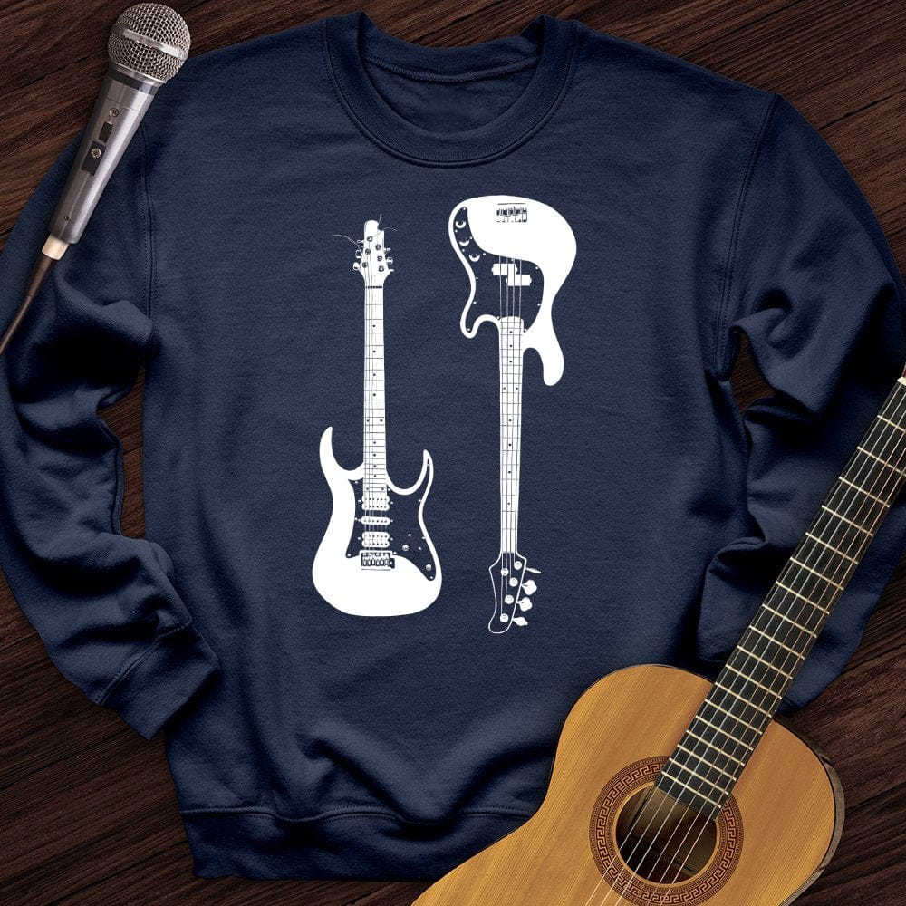 Printify Sweatshirt Navy / S Electric and Bass Guitar Crewneck