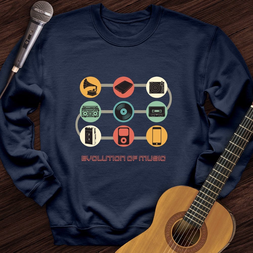 Printify Sweatshirt Navy / S Evolution of Music Crewneck