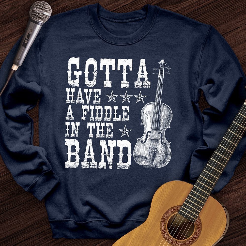 Printify Sweatshirt Navy / S Fiddle Please Crewneck