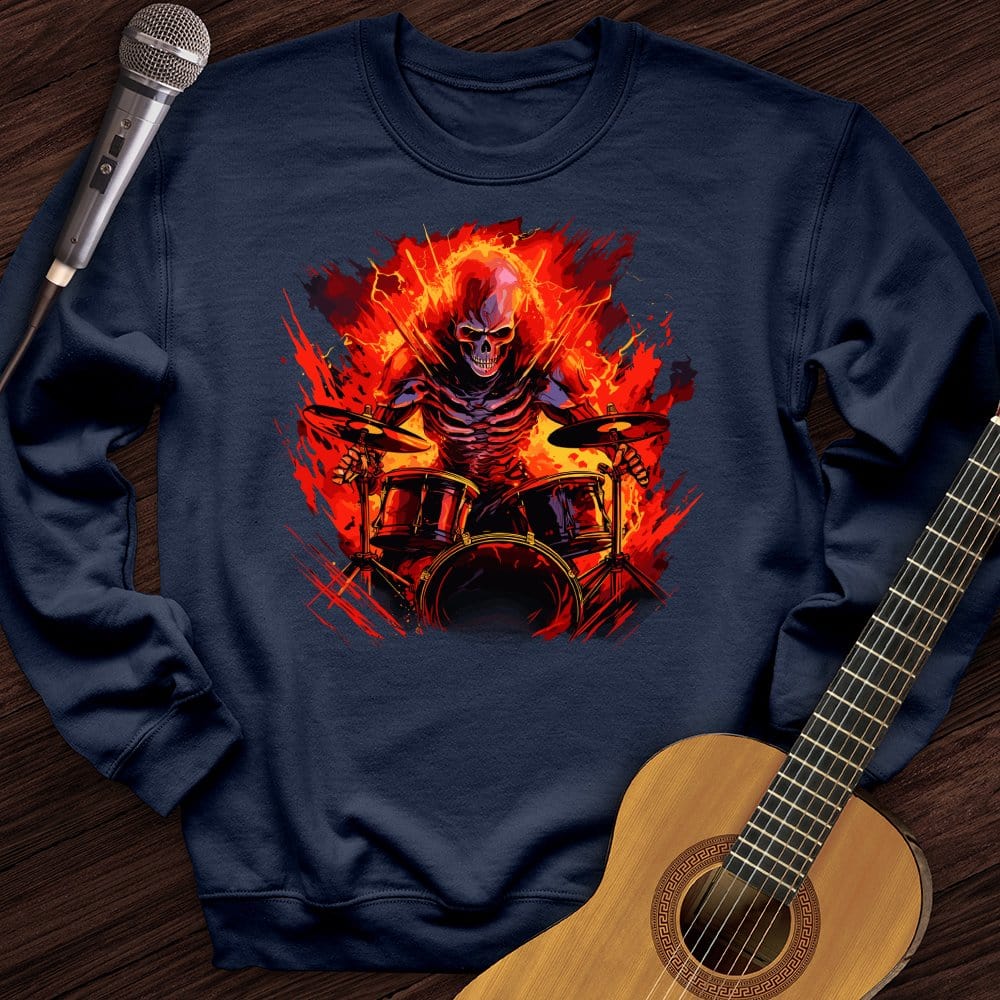 Printify Sweatshirt Navy / S Fiery Drummer Crewneck