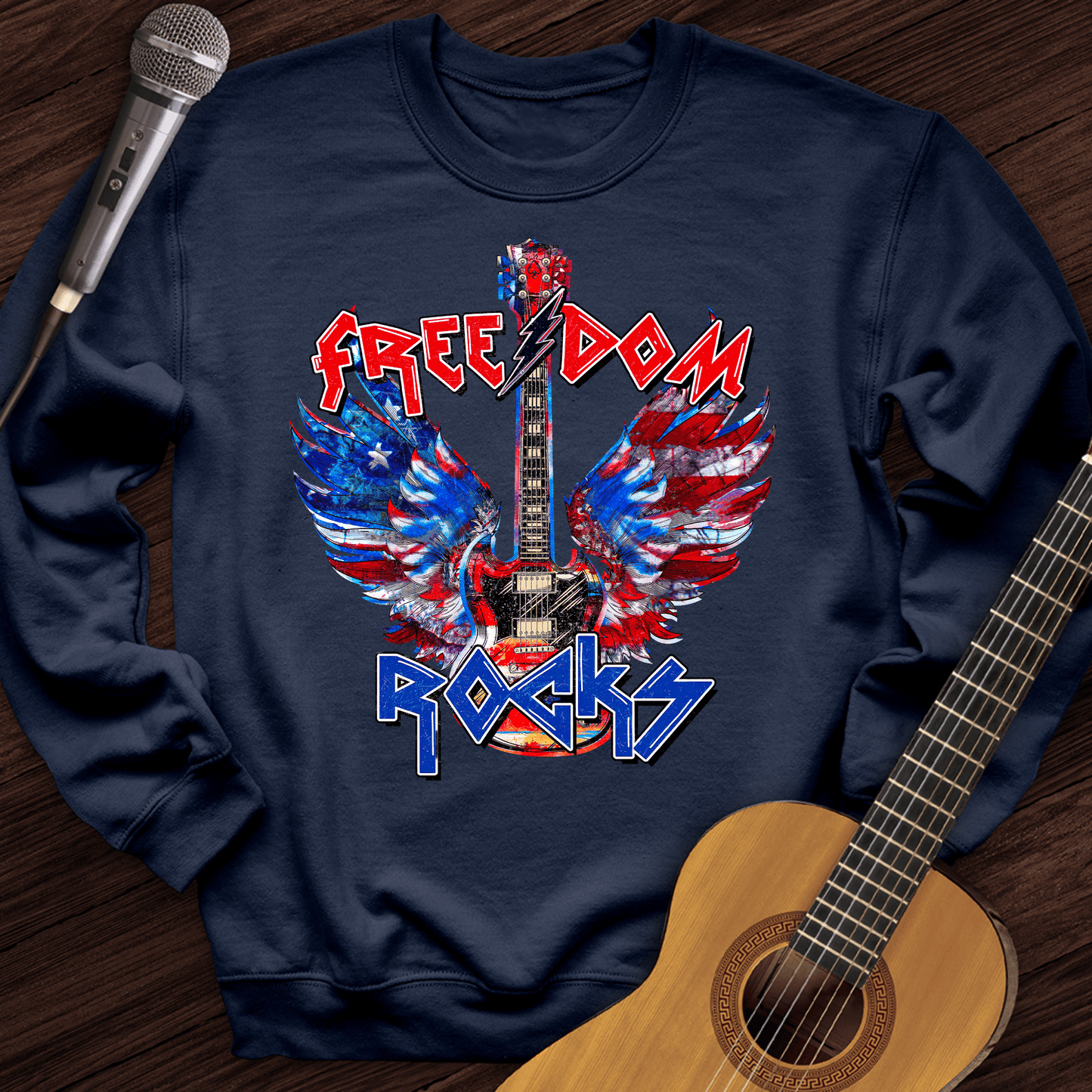 Printify Sweatshirt Navy / S Freedom Rocks Crewneck