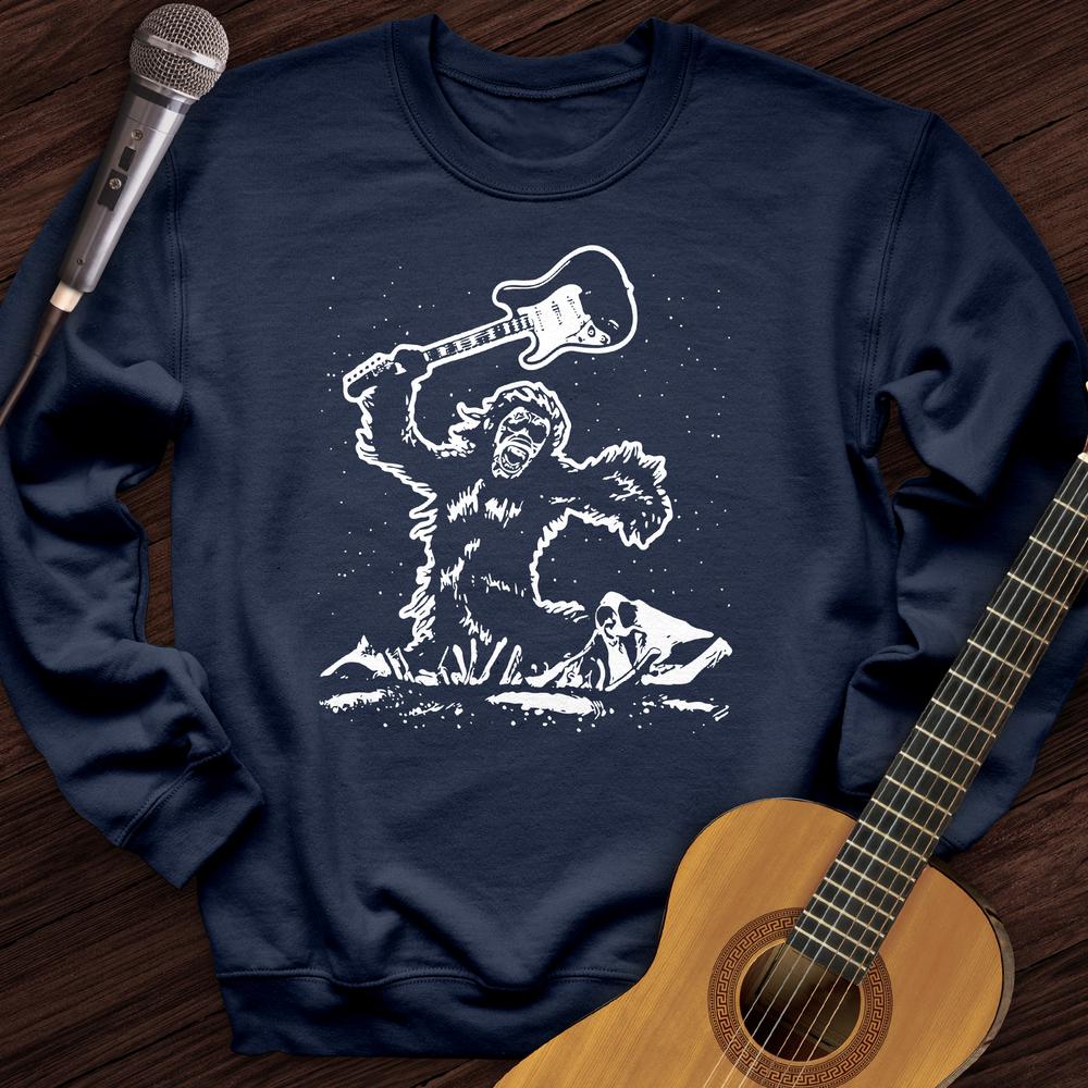 Printify Sweatshirt Navy / S Gorilla Guitar Crewneck