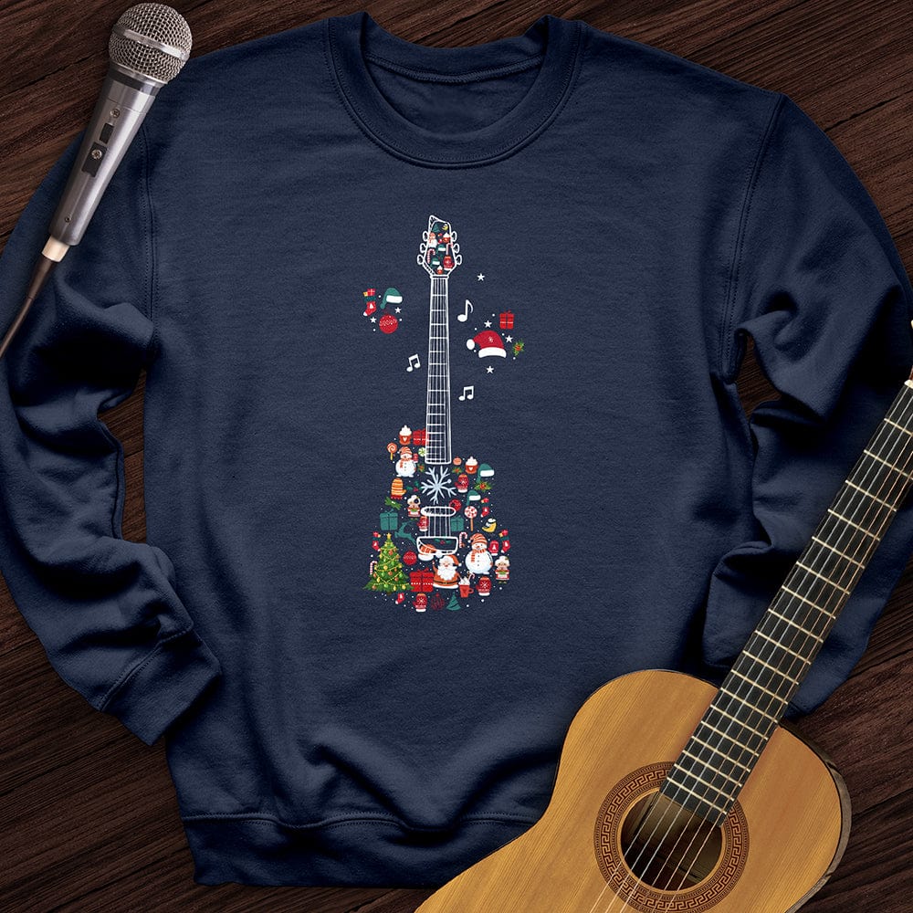 Printify Sweatshirt Navy / S Guitar Christmas Crewneck