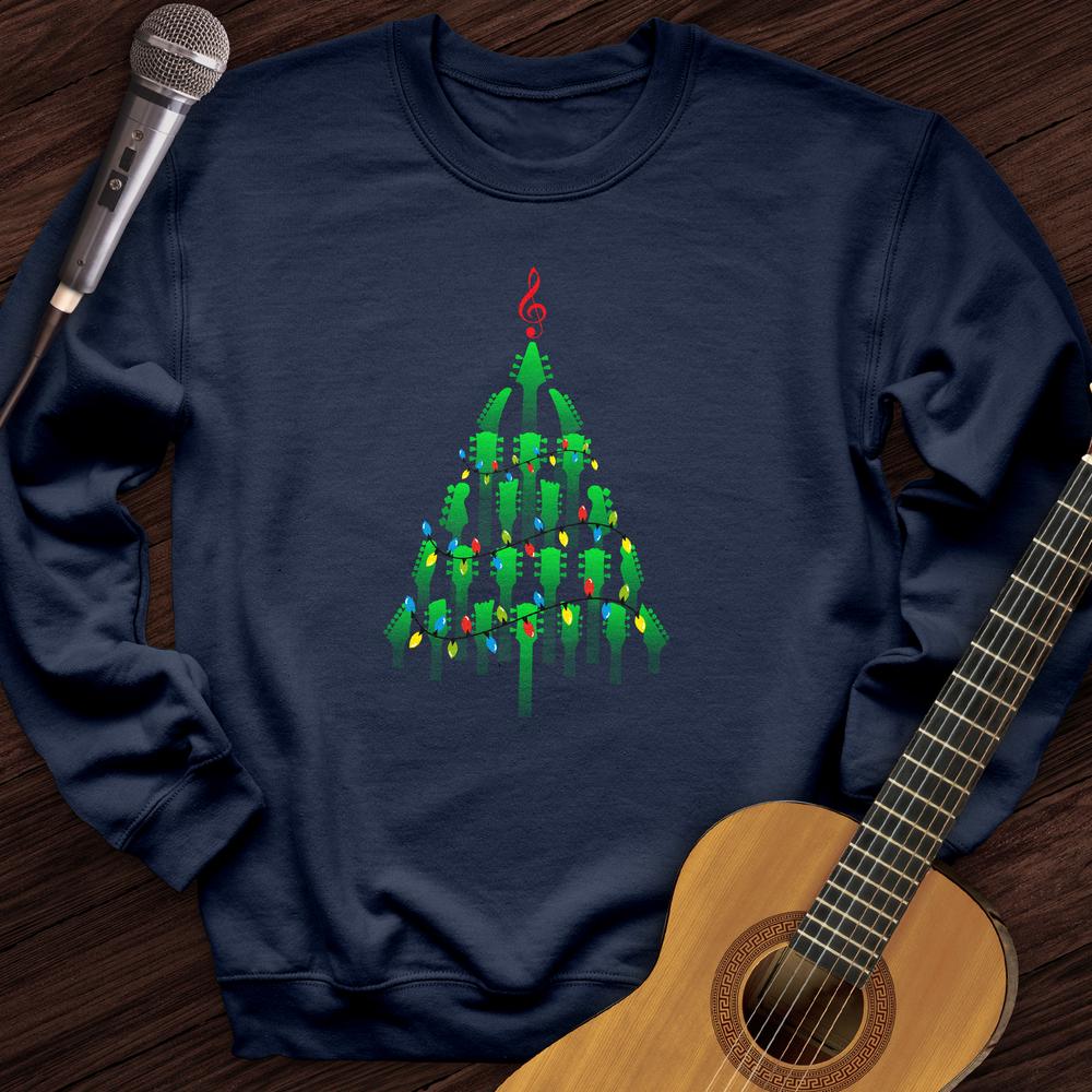 Printify Sweatshirt Navy / S Guitar Christmas Tree Crewneck