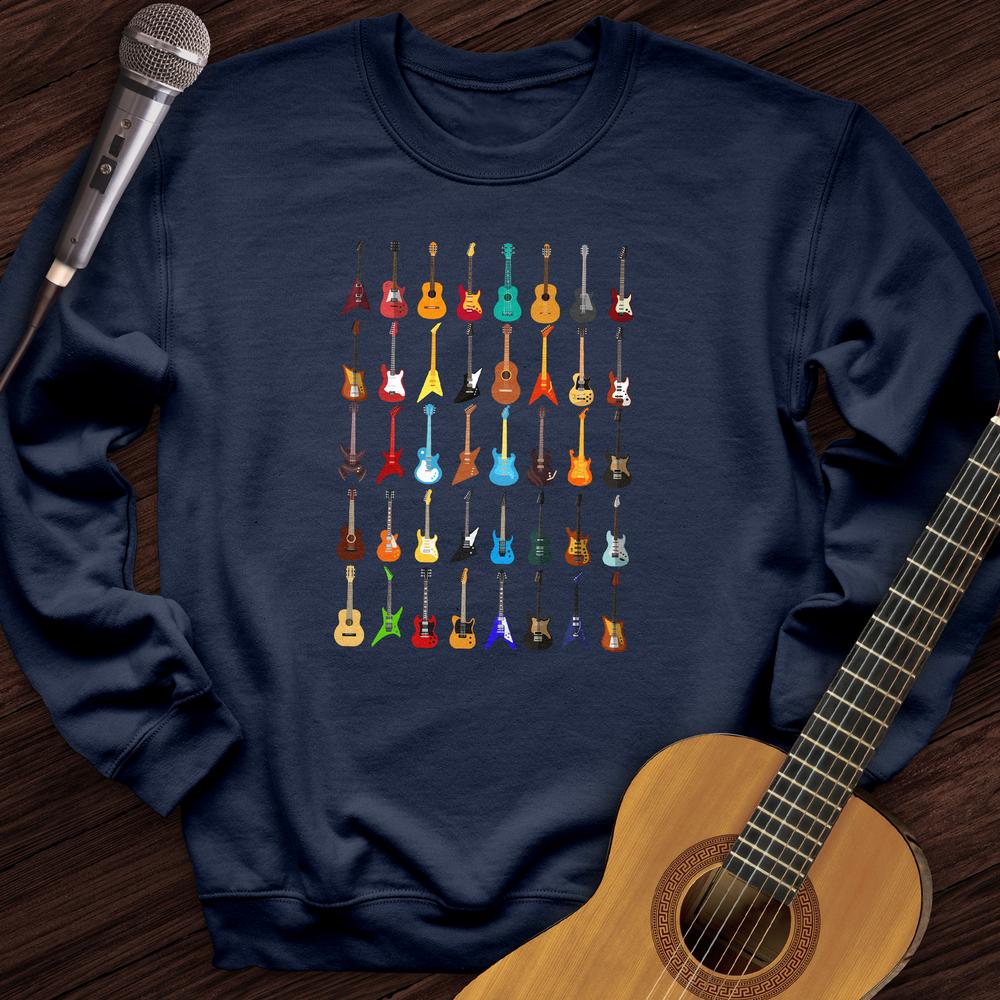 Printify Sweatshirt Navy / S Guitar Collection Crewneck