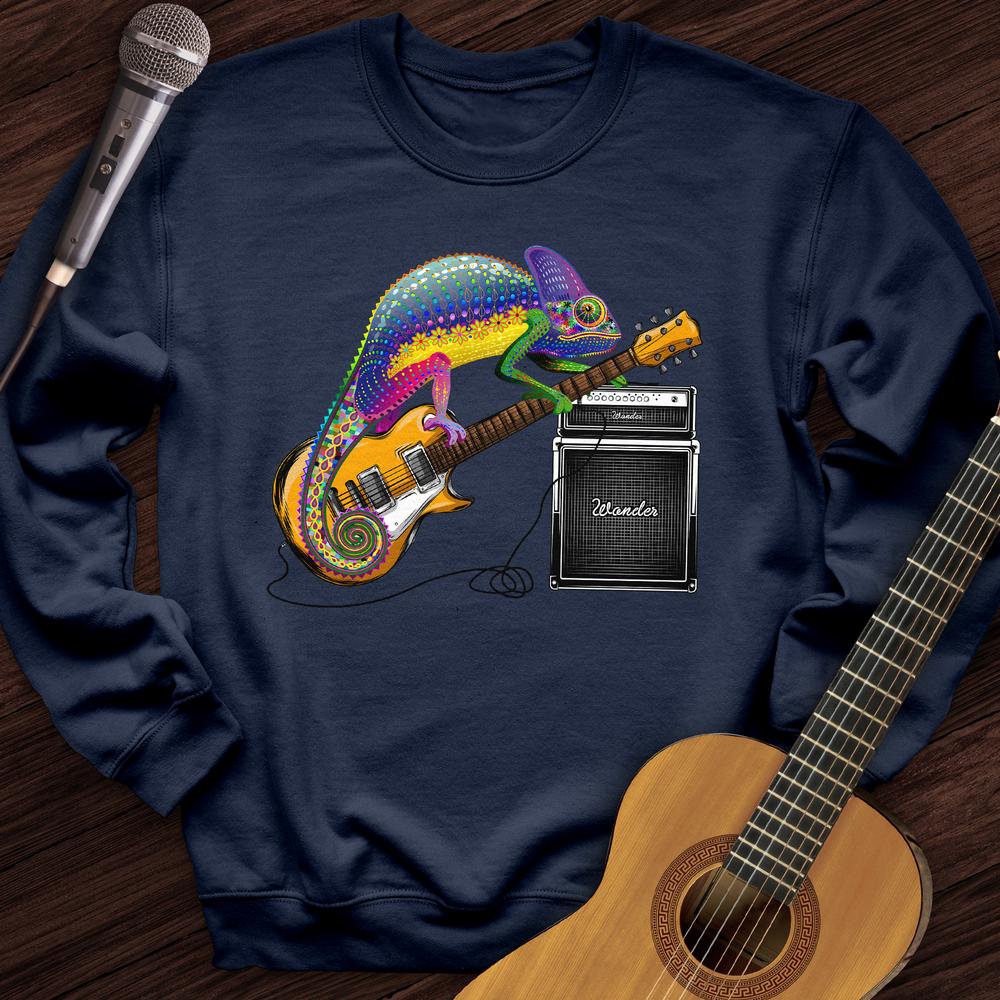 Printify Sweatshirt Navy / S Guitar Lizard Crewneck