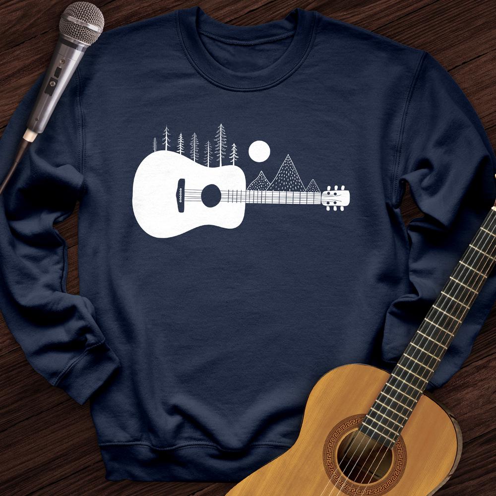 Printify Sweatshirt Navy / S Guitar Mountain Crewneck