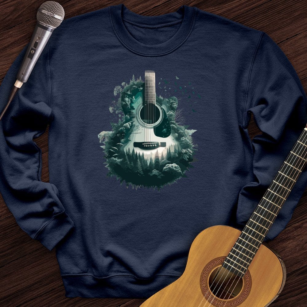 Printify Sweatshirt Navy / S Guitar Nature Crewneck