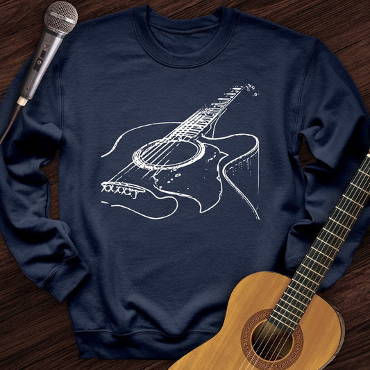Printify Sweatshirt Navy / S Guitar Sketch Crewneck