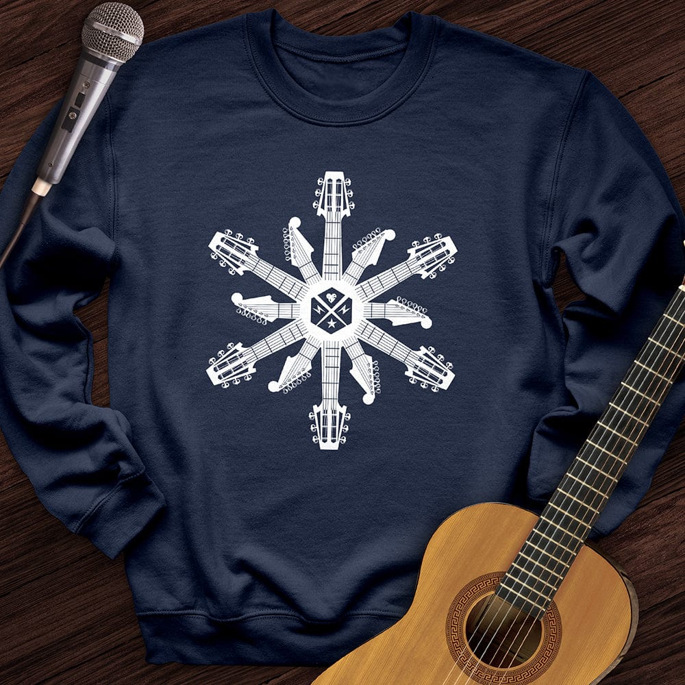 Printify Sweatshirt Navy / S Guitar Snowflake Crewneck