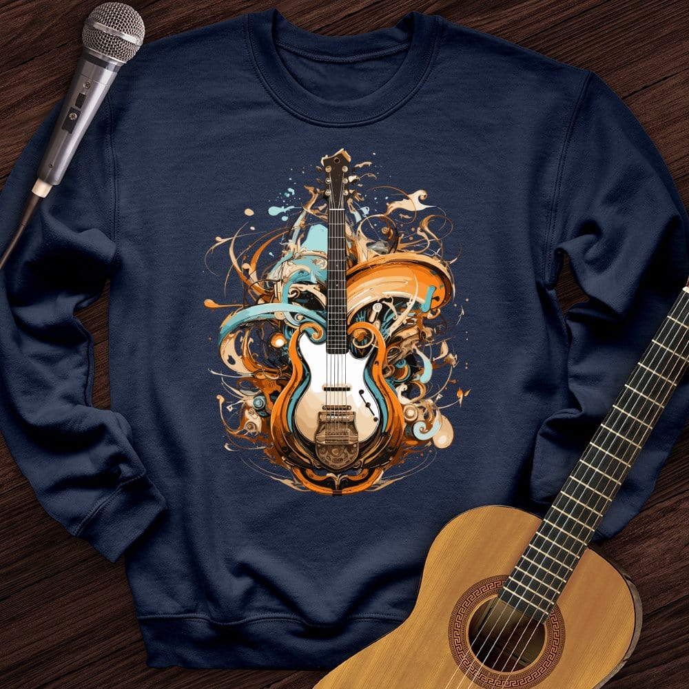 Printify Sweatshirt Navy / S Guitar Steampunk Crewneck