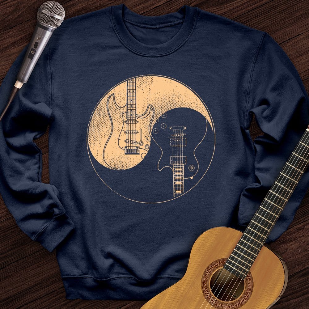 Printify Sweatshirt Navy / S Guitars Yin Yang Crewneck