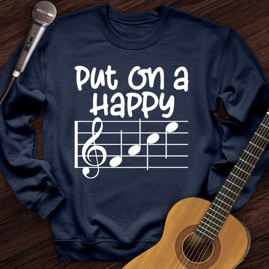 Printify Sweatshirt Navy / S Happy Face Crewneck