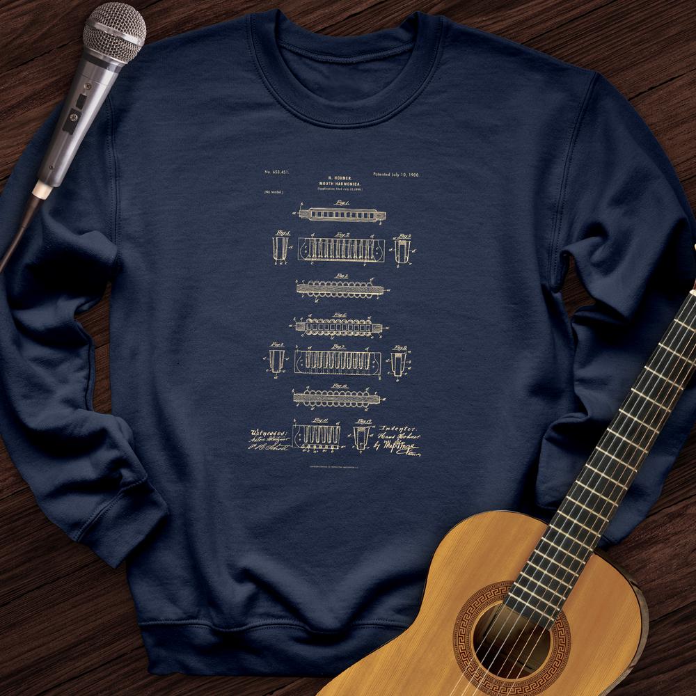 Printify Sweatshirt Navy / S Harmonica Patent Crewneck