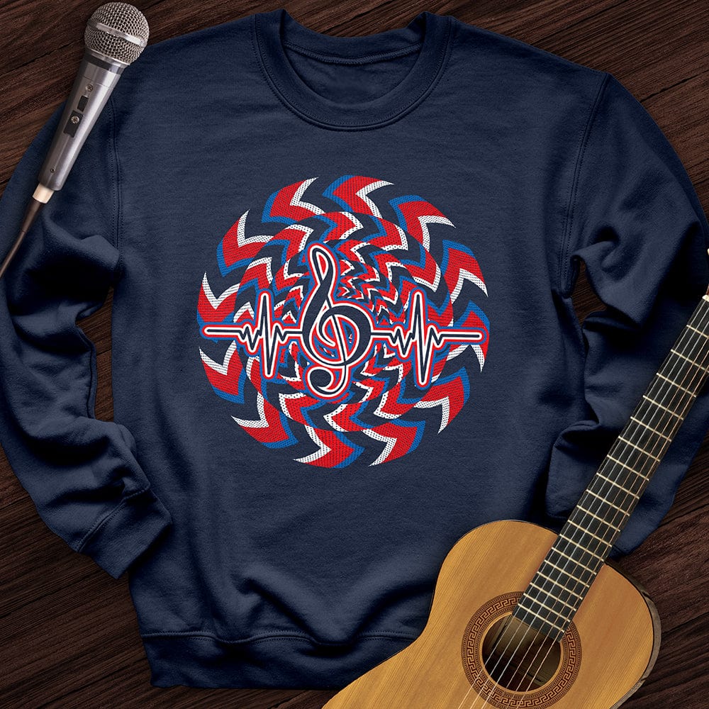 Printify Sweatshirt Navy / S Heartbeat Music Note Crewneck