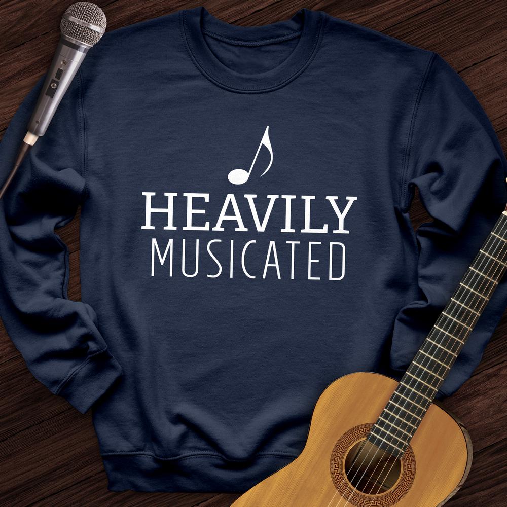 Printify Sweatshirt Navy / S Heavily Musicated Crewneck