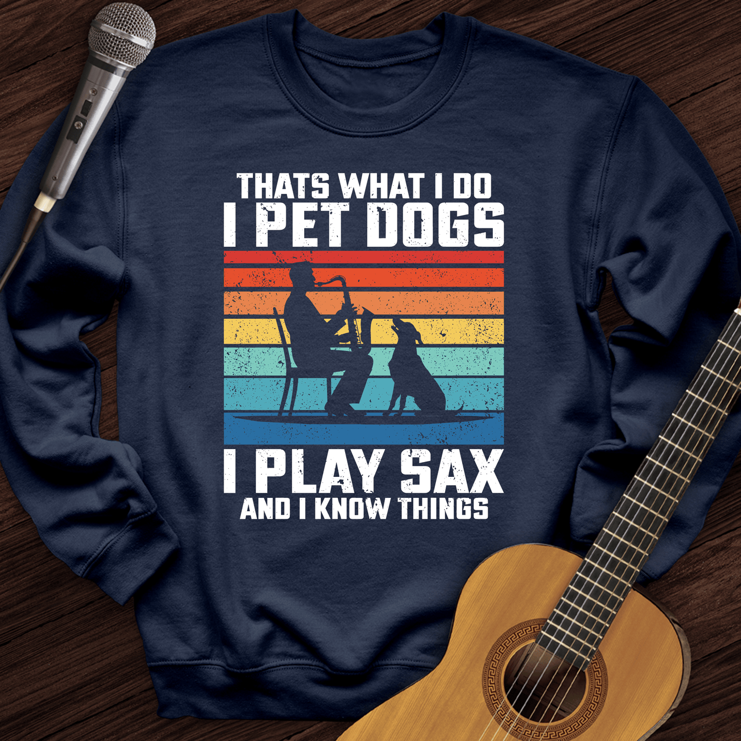 Printify Sweatshirt Navy / S I Pet Dogs With Sax Crewneck