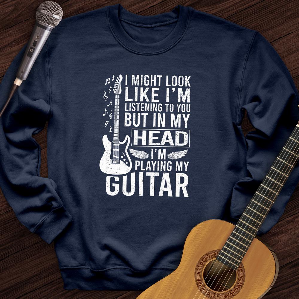 Printify Sweatshirt Navy / S In My Head Guitar Crewneck