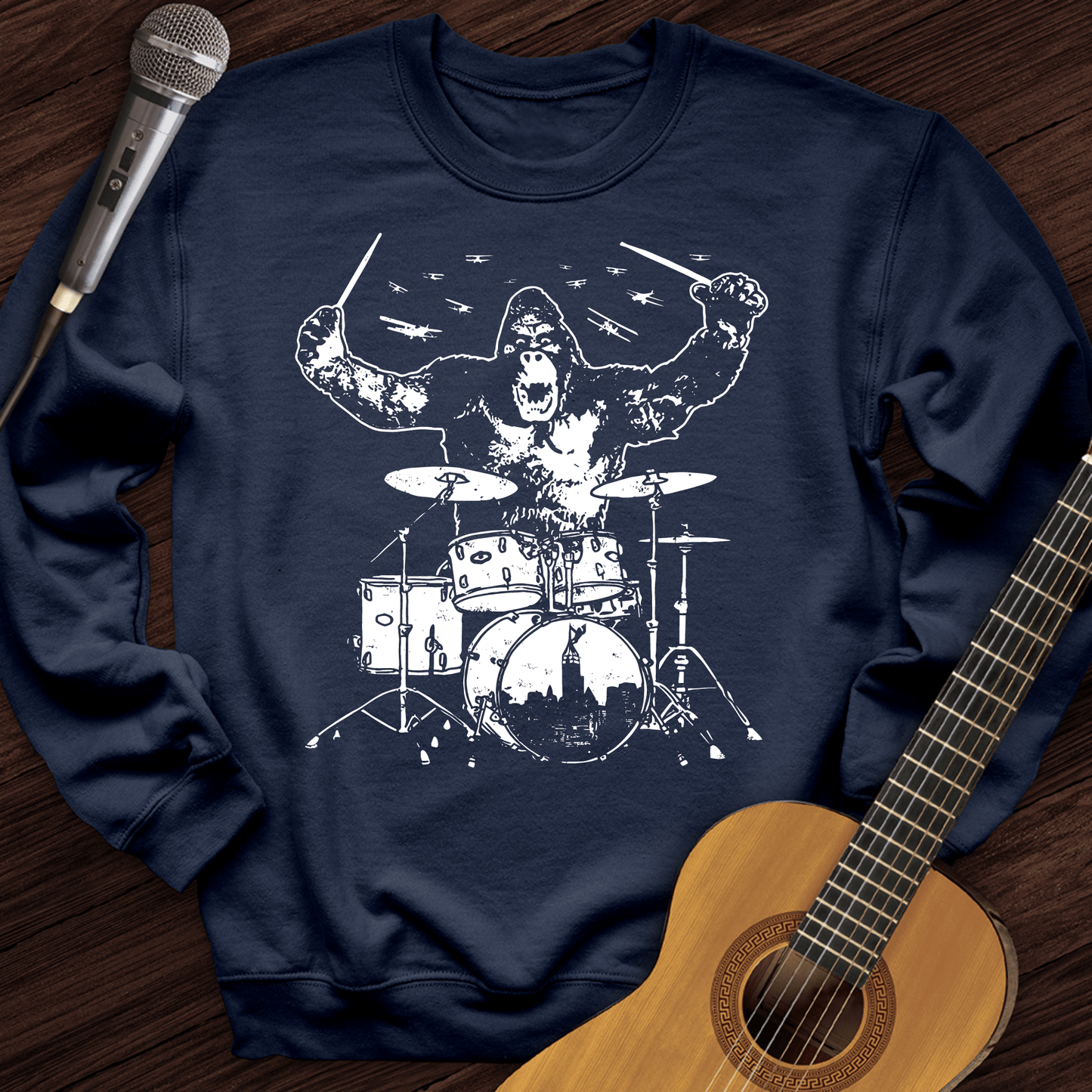 Printify Sweatshirt Navy / S King Kong Drums Crewneck