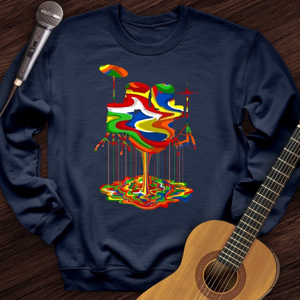 Printify Sweatshirt Navy / S Melting Drums Crewneck