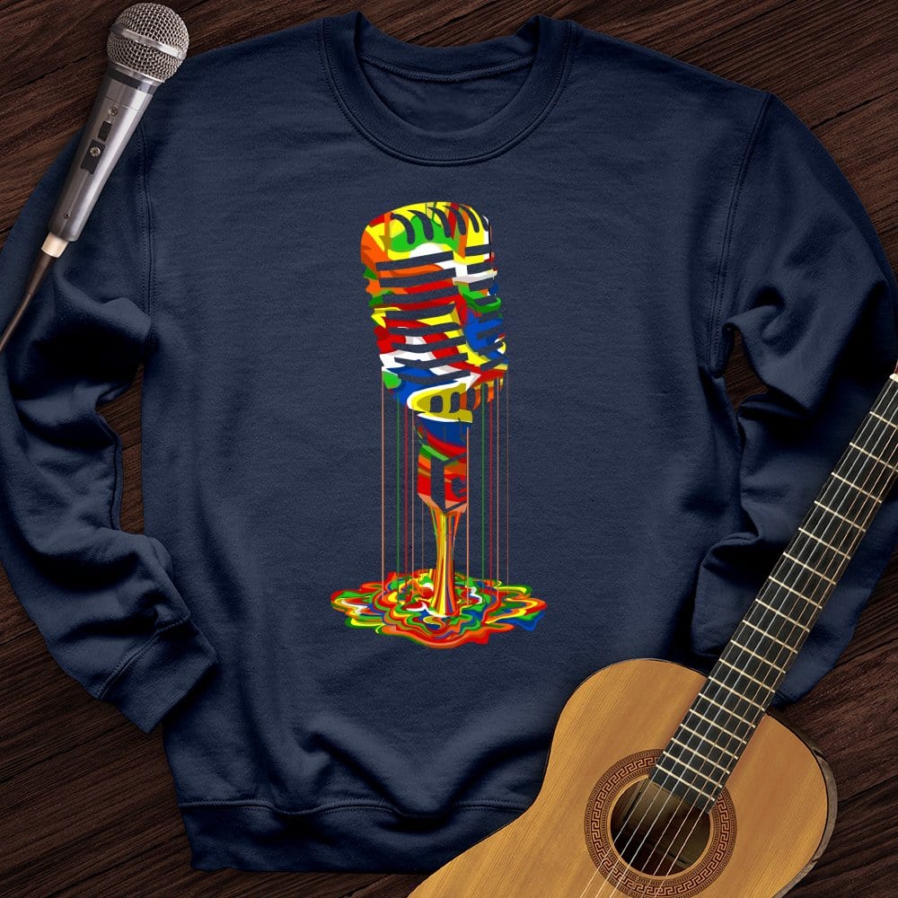 Printify Sweatshirt Navy / S Melting Microphone Crewneck