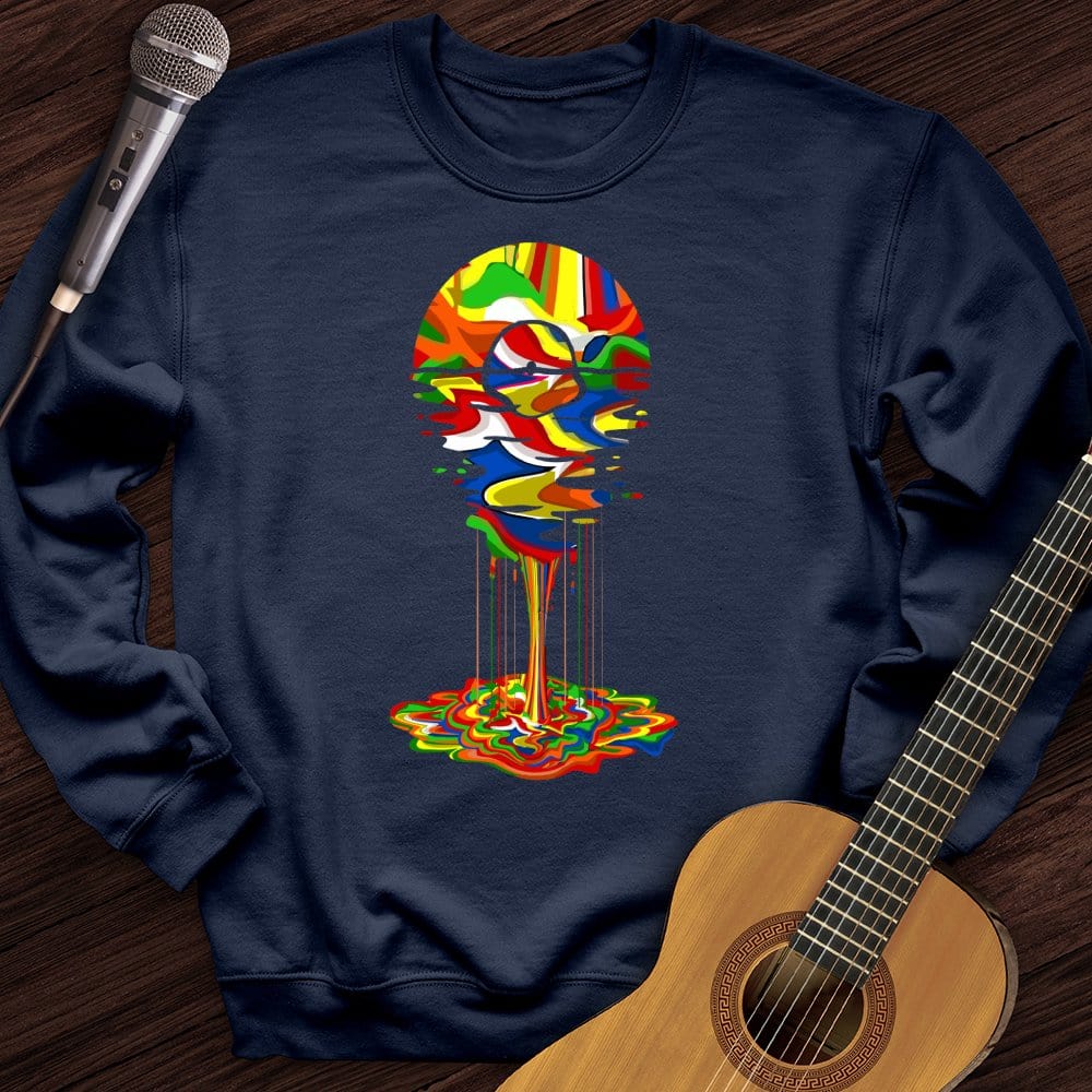 Printify Sweatshirt Navy / S Melting Rainbow Vinyl Crewneck