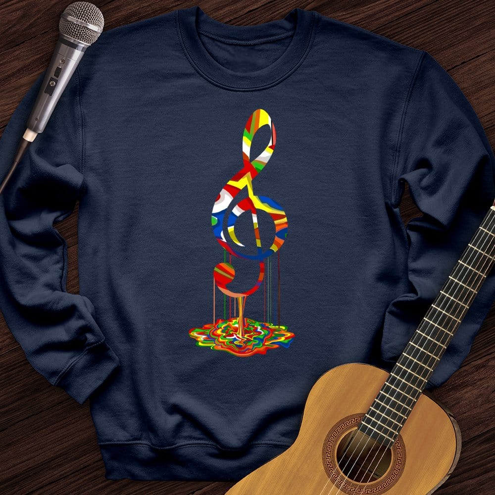 Printify Sweatshirt Navy / S Melting Treble Clef Crewneck