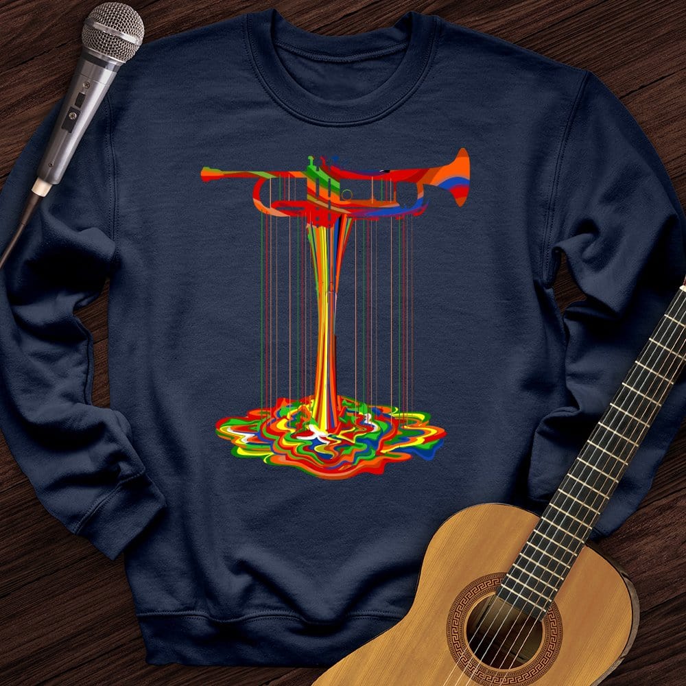 Printify Sweatshirt Navy / S Melting Trumpet Crewneck