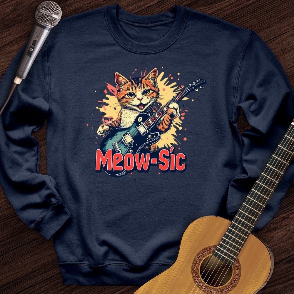 Printify Sweatshirt Navy / S Meow-sic Crewneck