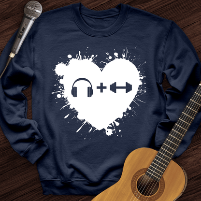 Printify Sweatshirt Navy / S Music And Exercise Crewneck