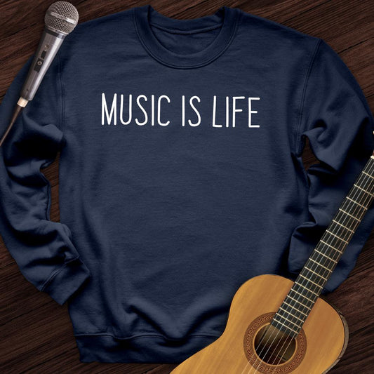 Printify Sweatshirt Navy / S Music Is Life Crewneck