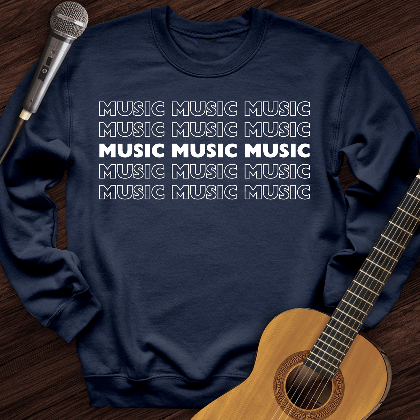 Printify Sweatshirt Navy / S Music Music Music Crewneck