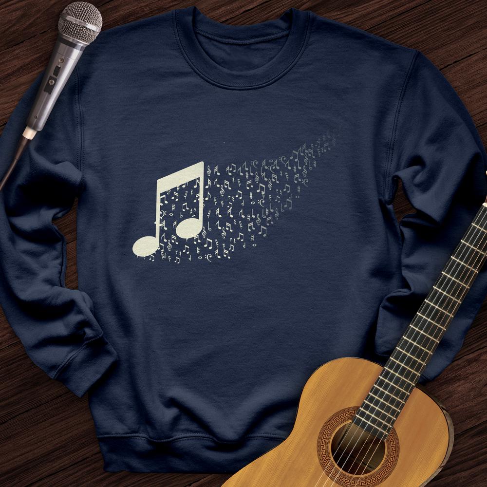 Printify Sweatshirt Navy / S Music Note Floating Away Crewneck