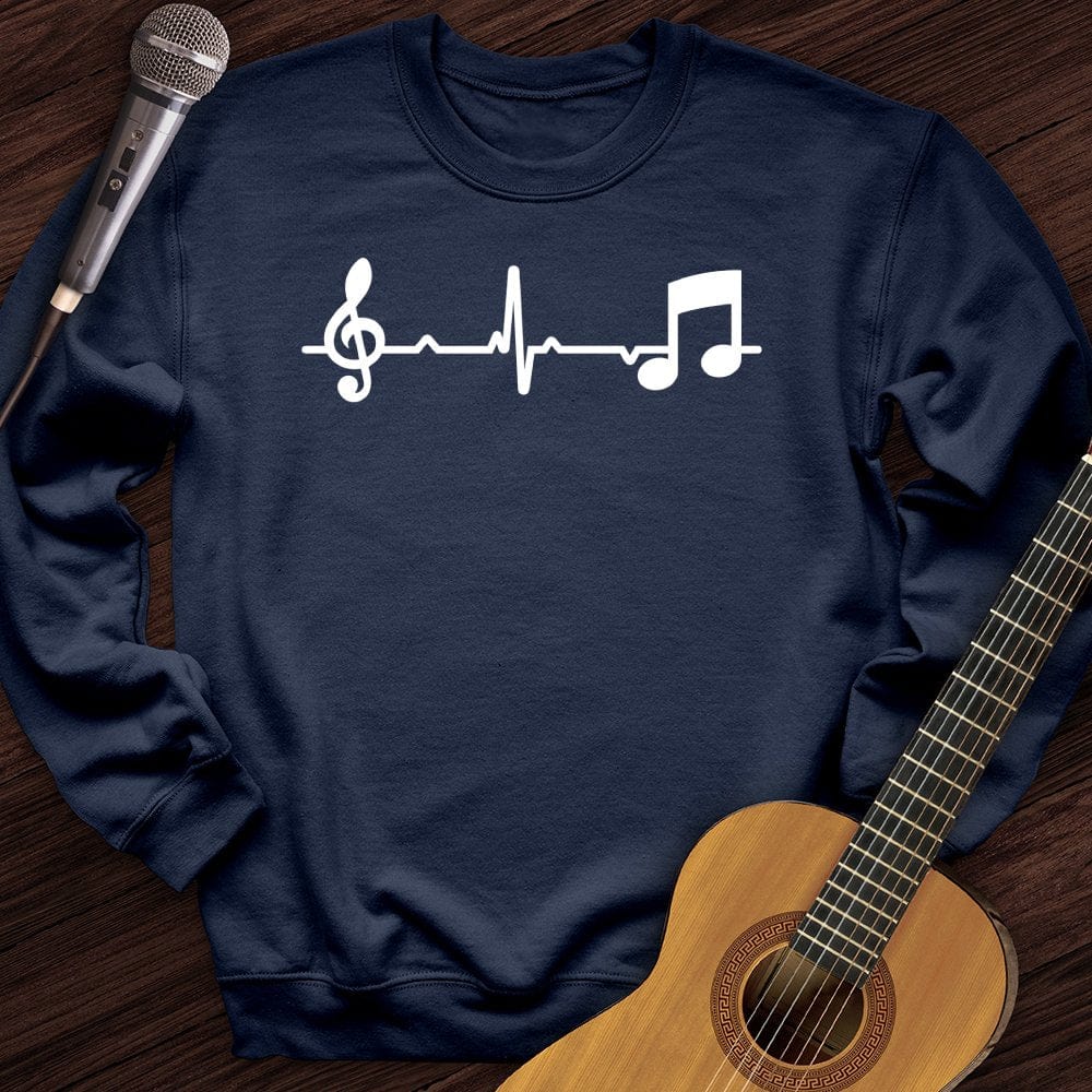 Printify Sweatshirt Navy / S Music Note Heartbeat Crewneck