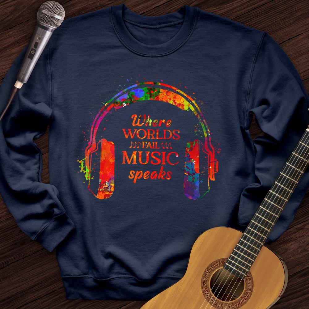 Printify Sweatshirt Navy / S Music Speaks Crewneck