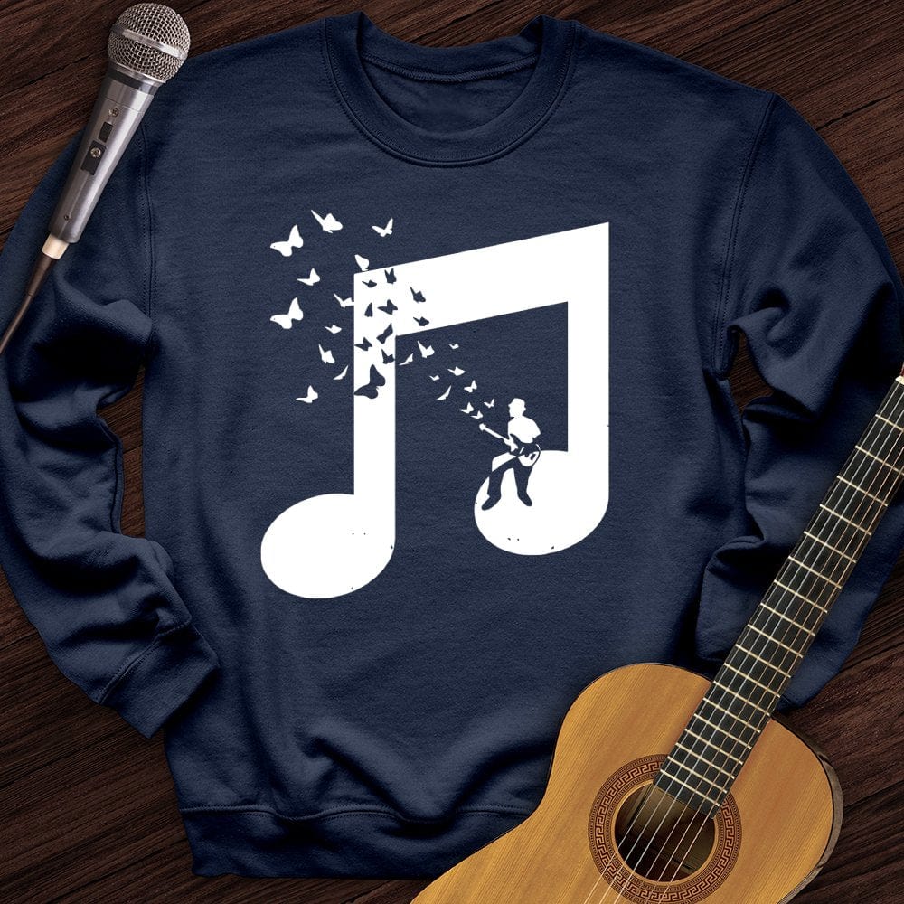 Printify Sweatshirt Navy / S Musical Butterfly Guitar Crewneck