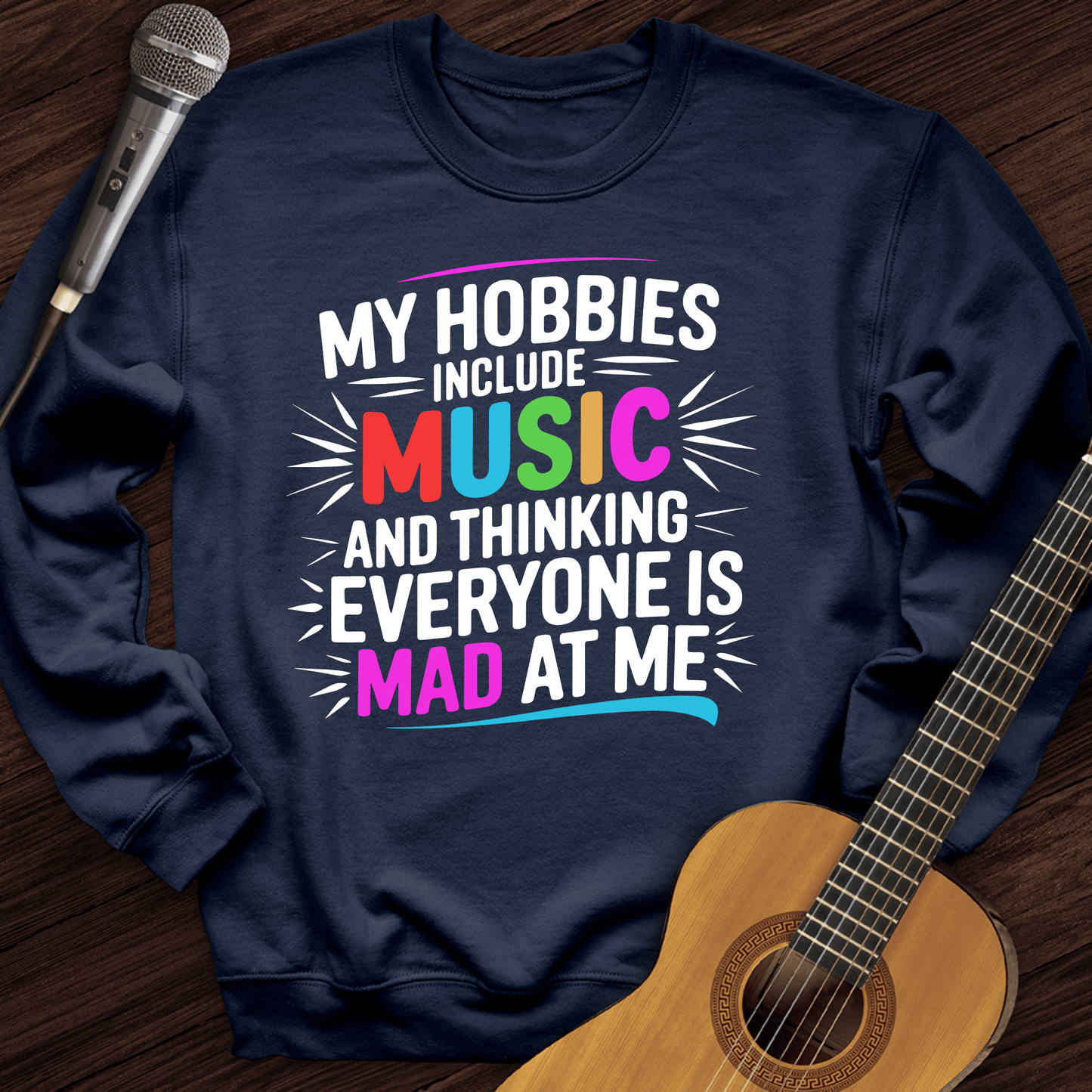 Printify Sweatshirt Navy / S My Hobbies Include Music Crewneck