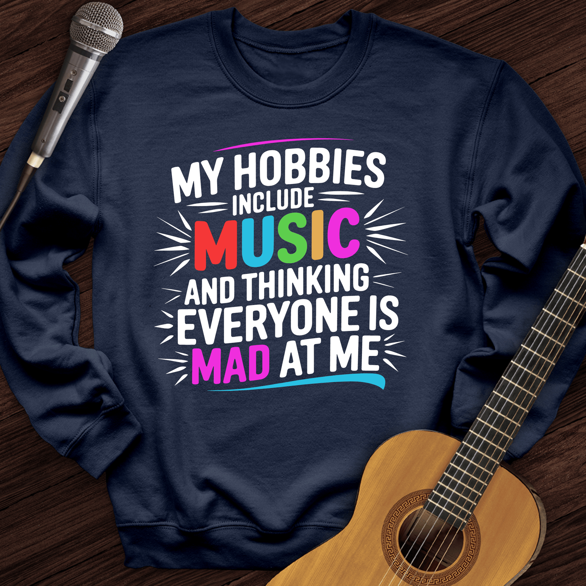 Printify Sweatshirt Navy / S My Hobbies Include Music Crewneck