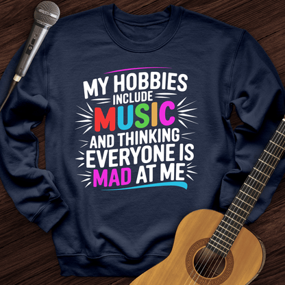 Printify Sweatshirt Navy / S My Hobbies Include Music Crewneck