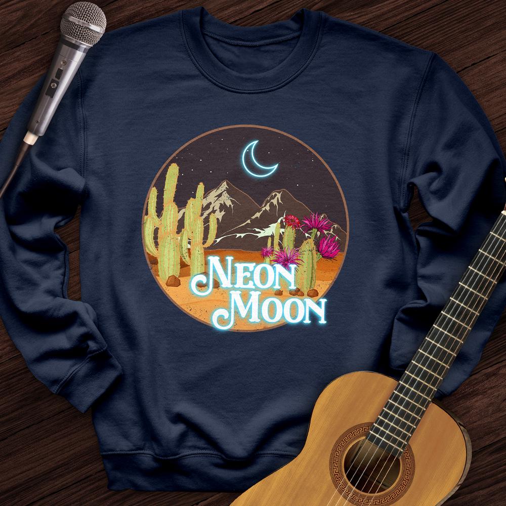 Printify Sweatshirt Navy / S Neon Moon Crewneck