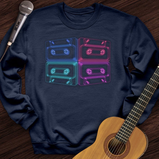 Printify Sweatshirt Navy / S Neon Tapes Crewneck