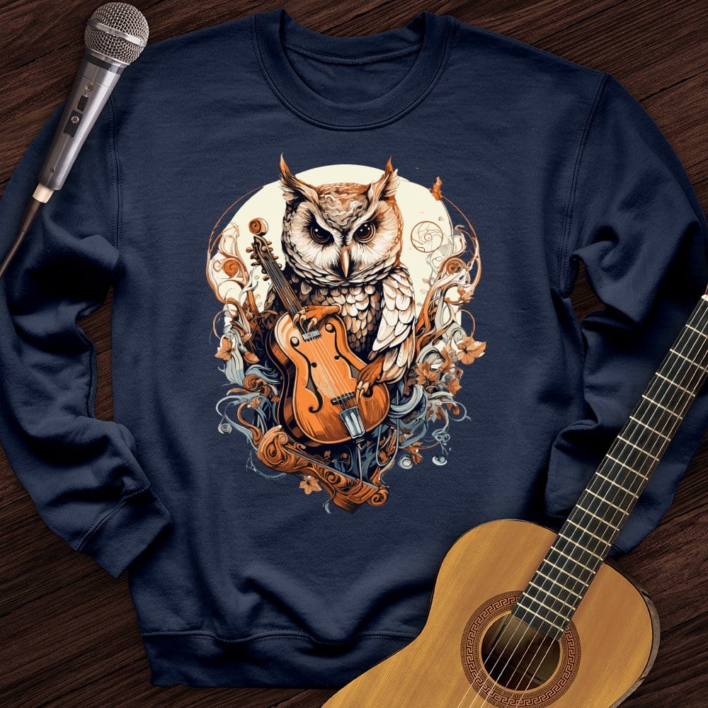 Printify Sweatshirt Navy / S Owl Violin Crewneck