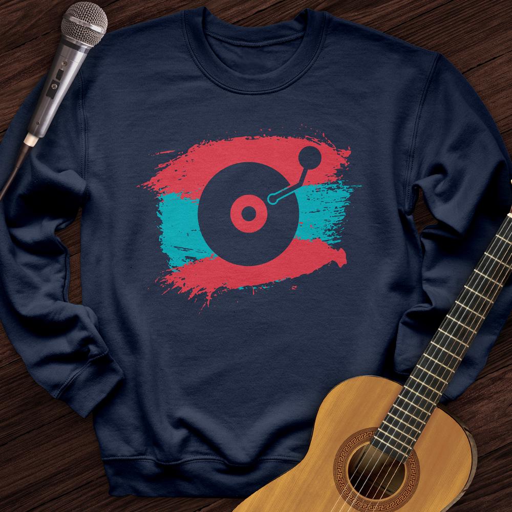 Printify Sweatshirt Navy / S Painted Record Crewneck