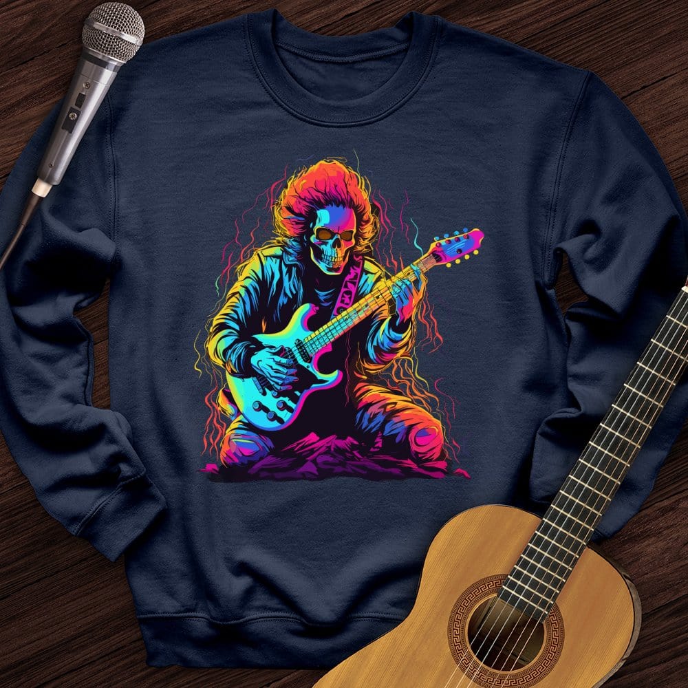 Printify Sweatshirt Navy / S Pastel Skeleton Guitar Crewneck