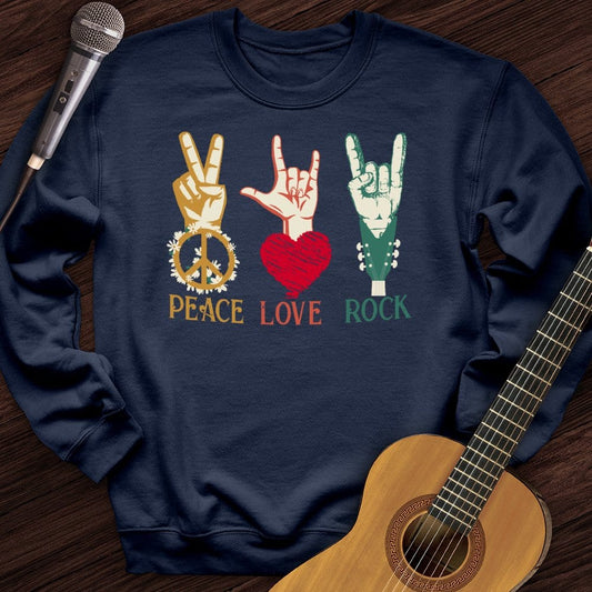 Printify Sweatshirt Navy / S Peace, Love, Rock Crewneck