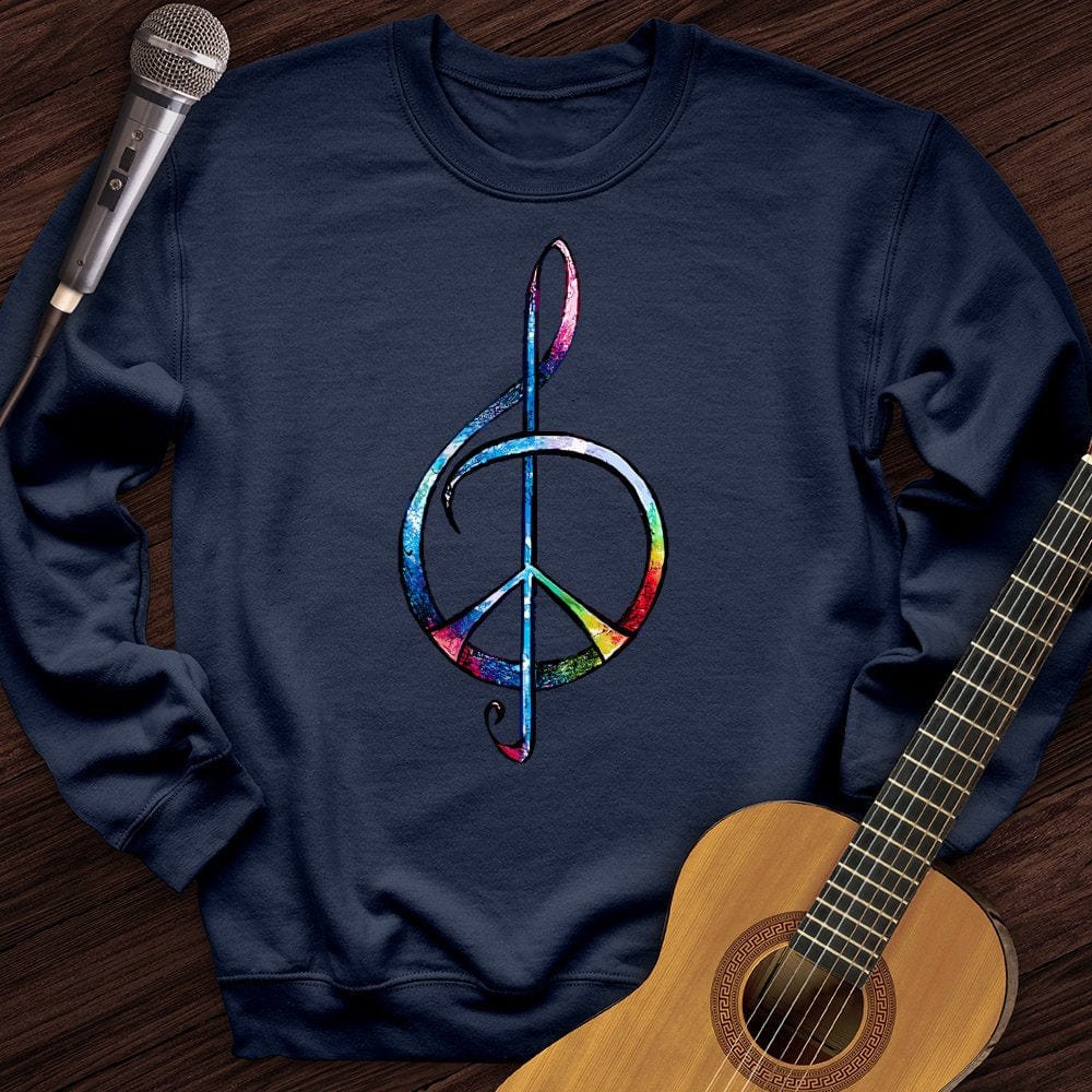 Printify Sweatshirt Navy / S Peace Music Tie-Dye Crewneck