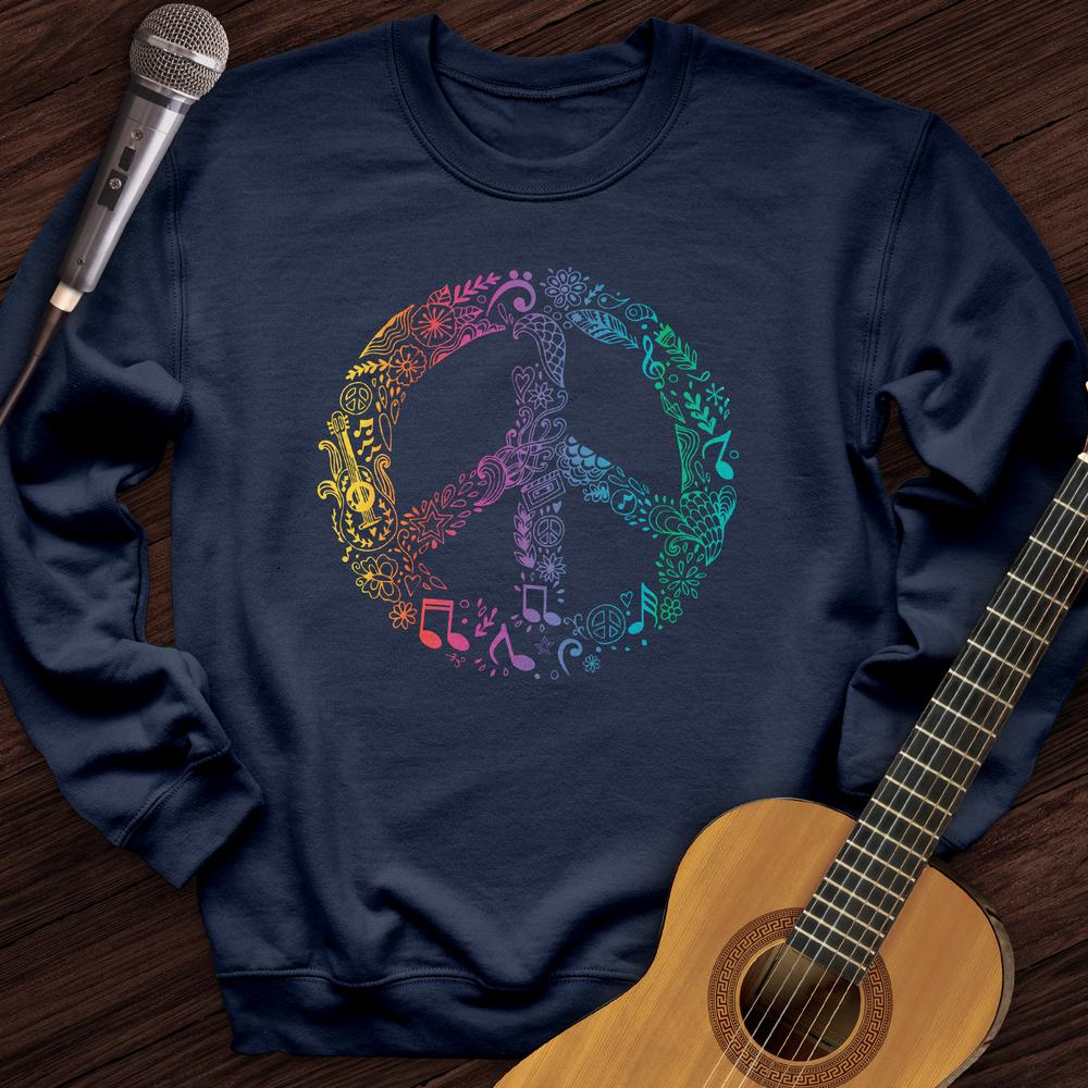 Printify Sweatshirt Navy / S Peace Sign Crewneck