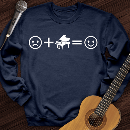 Printify Sweatshirt Navy / S Piano Makes Me Happy Crewneck