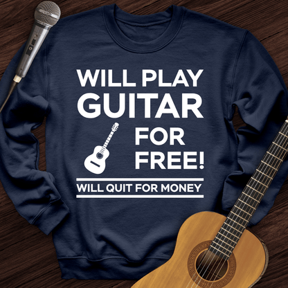 Printify Sweatshirt Navy / S Play Guitar For Free Crewneck